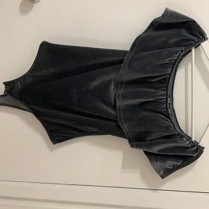 Velvet off the shoulder body suit
